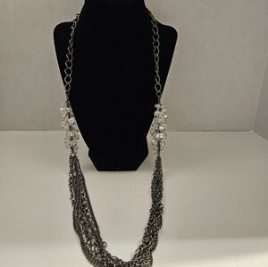Multi strand necklace with stone cluster's